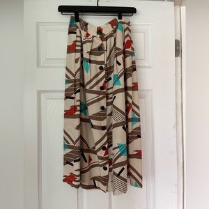 *Vintage* geometric midi skirt with front buttons